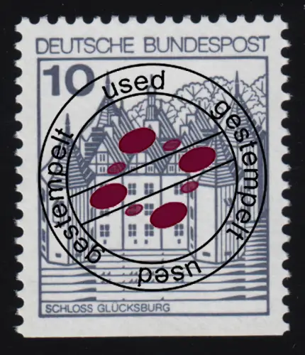 913DII v Burgen und Schlösser 10 Pf Glücksburg, LETTERSET weiße Gumm. O