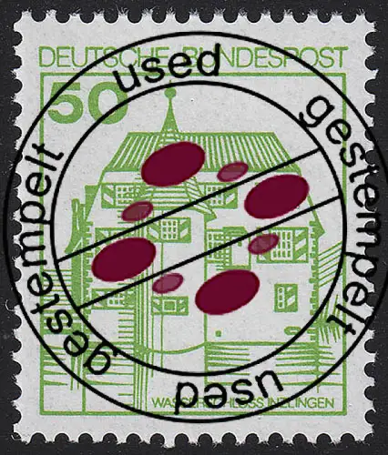 1038AII Burgen und Schlösser 50 Pf Inzlingen, LETTERSET, gestempelt O
