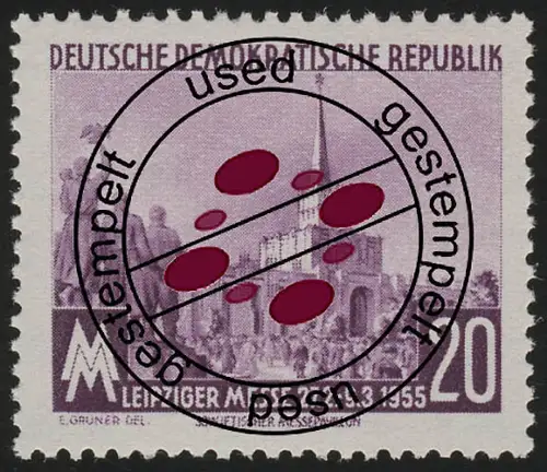 447 XI Leipziger Frühjahrsmesse 20 Pf Wz.2 XI, gestempelt O
