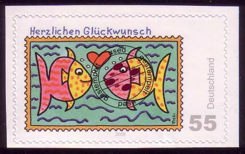 2666 Post SELBSTKLEBEND aus MH 73 Rizzi Glückwunsch, gestempelt O