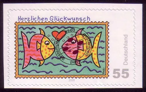 2666 Post SELBSTKLEBEND aus MH 73 Rizzi Glückwunsch, gestempelt O