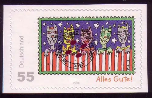 2667 Post SELBSTKLEBEND aus MH 73 Rizzi Alles Gute, gestempelt O