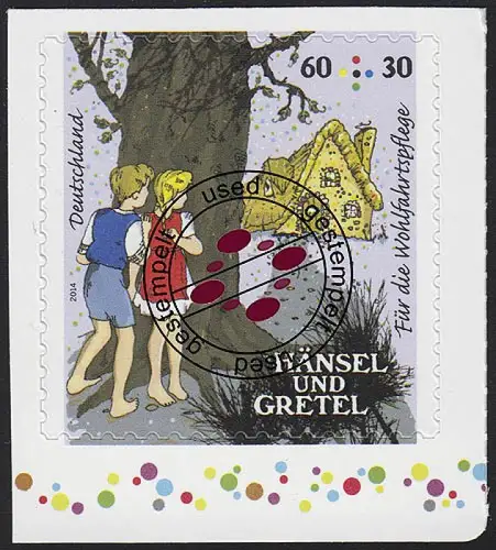 3061 Grimms Märchen: Hänsel und Gretel 60 Cent, selbstklebend aus MH 96, O