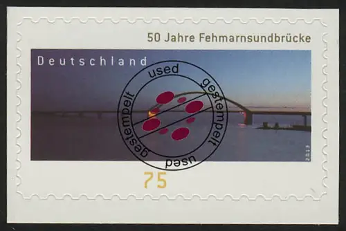 3003 Fehmarnsundbrücke, SELBSTKLEBEND aus Folienblatt 29, gestempelt O