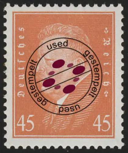 419 Reichspräsidenten 45 Pf, gestempelt O