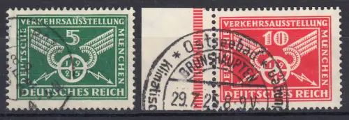 370-371 Verkehrsausstellung München, zeitgerecht gestempelter Satz