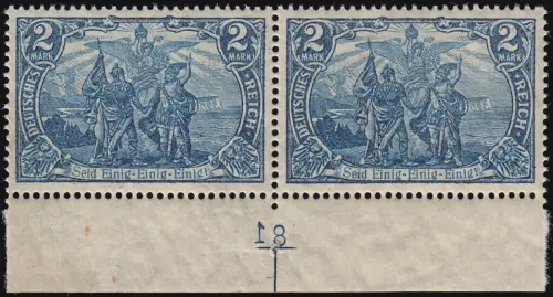 95 B II Freimarke 2 Mark im Unterrand-Paar mit spiegelverkehrter 81, **