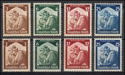 565-568 Saarabstimmung als 1.+2. Auflage, 2 Sätze zu je 4 Marken, beide Sätze **