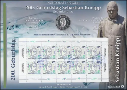 3598 200. Geburtstag von Sebastian Kneipp - Numisblatt 4/2021