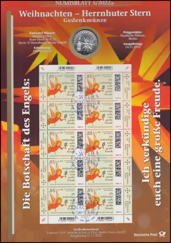 3724 Weihnachten: Die Verkündigung / Herrnhuter Stern - Numisblatt 5/2022