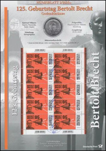 3749 125. Geburtstag Bertolt Brecht - Numisblatt 2/2023