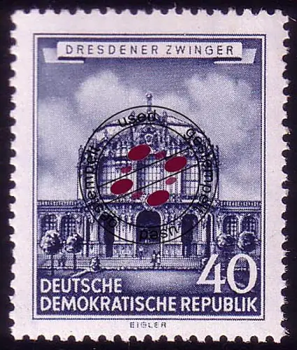 496 Historische Bauwerke 40 Pf Dresdner Zwinger, gestempelt O
