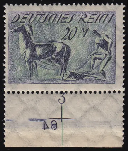 196 Freimarke 20 M. Unterrand mit spiegelverkehrter 64, postfrisch **