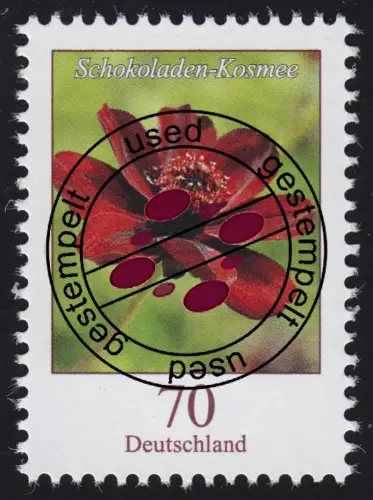 3189 Blume Schokoladen-Kosmee 70 Cent, nassklebend, gestempelt O