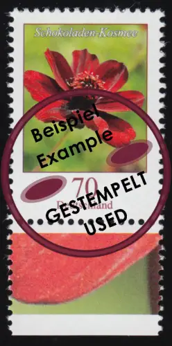 3189 Blume Schokoladen-Kosmee 70 Cent, nassklebend aus Bogen, gestempelt O