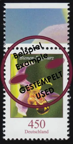 3191 Blume Bienen-Ragwurz 450 Cent aus Bogen, gestempelt O