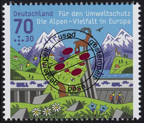 3245 Umweltschutz - Die Alpen, gestempelt O