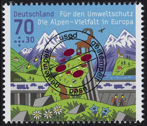 3245 Umweltschutz - Die Alpen, gestempelt O
