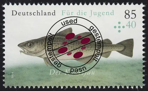 3256 Jugend Salzwasserfische - Kabeljau, gestempelt O