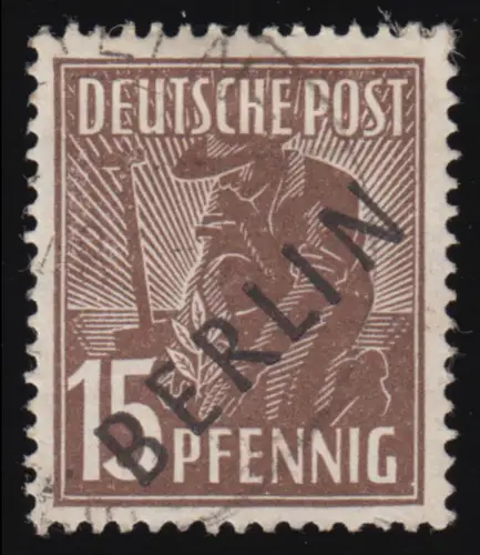 6 Schwarzaufdruck 15 Pf, gestempelt O