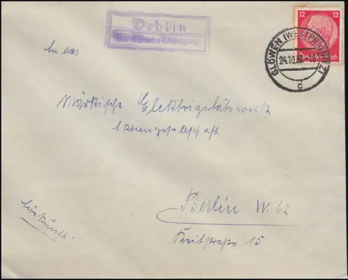 Landpost Dehlin über Glöwen Westprignitz 24.10.1938