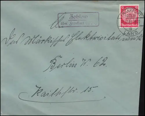 Landpost Zohlow über Frankfurt Oder 21.12.1933