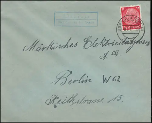 Landpost Weesow über Bernau bei Berlin 8.1.1937