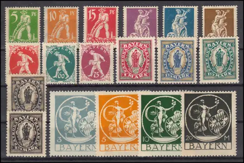 178-195 Abschiedsausgabe Bayern, kompletter Satz 18 Werte postfrisch **