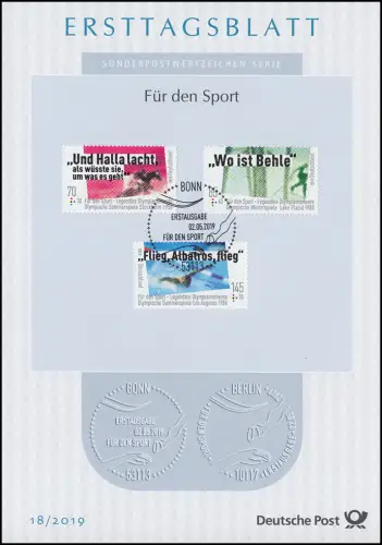 ETB 18/2019 Für den Sport - Legendäre Olympiamomente 1956, 1980 und 1984 