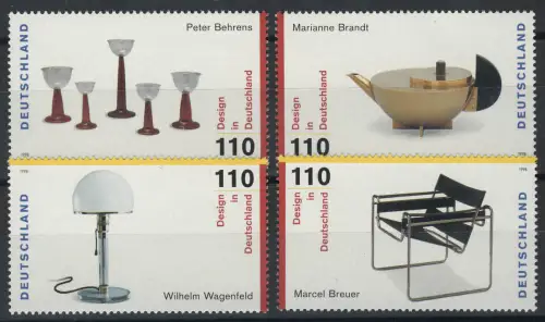2001-2004 Einzelmarken aus Block 45 Design, 4 Werte, Satz postfrisch **