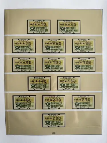 1.1I ATM Type I (14 Werte 10-280) von jedem Versuchspostamt ein Satz mit ET-O