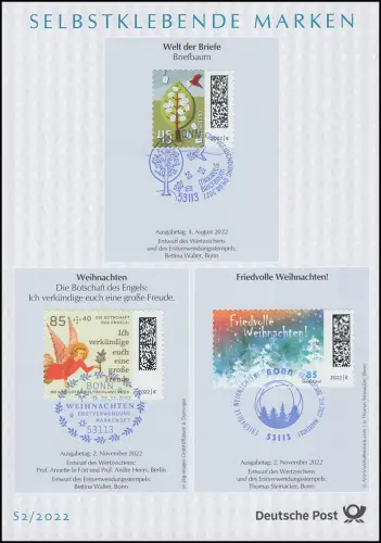 ETB S2/2022 SELBSTKLEBENDE Welt der Briefe 45 Cent, Weihnachten