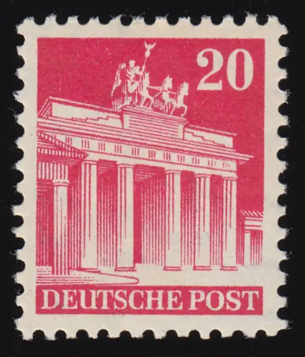 Bizone 85 XF Bauten 20 Pf. rot, weit gezähnt, postfrisch **