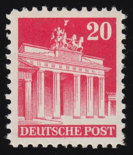 Bizone 85 WB Bauten 20 Pf. rot, weit gezähnt, postfrisch **