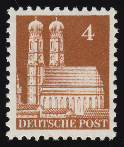 Bizone 74a XB Bauten 4 Pf., braunorange, weit **