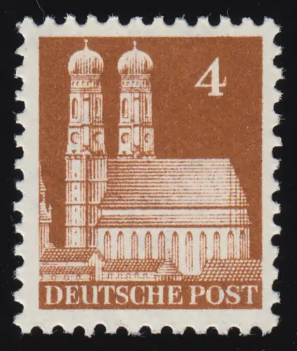 Bizone 74a XB Bauten 4 Pf., braunorange, weit **