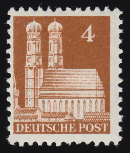 Bizone 74a WB Bauten 4 Pf., braunorange, weit **