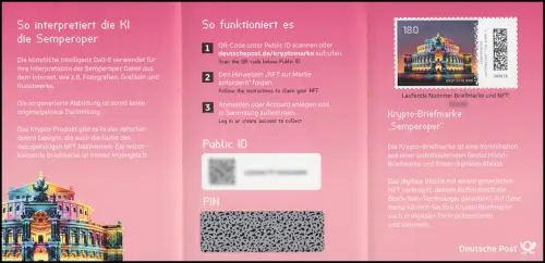 133d Markenheftchen PINK mit 3931 Semperoper Dresden, original postfrisch **