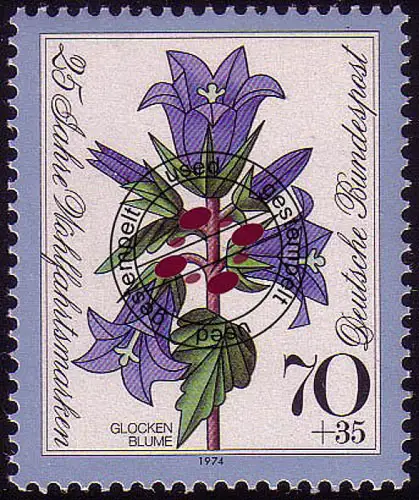 821 Wohlfahrt Blumen 70+35 Pf Glockenblume, gestempelt O