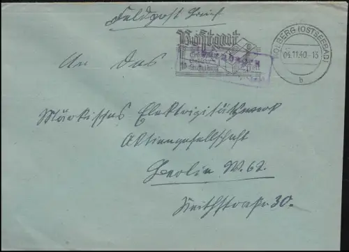 Landpost Henkenhagen über Kolberg Ostseebad, 4.11.1940