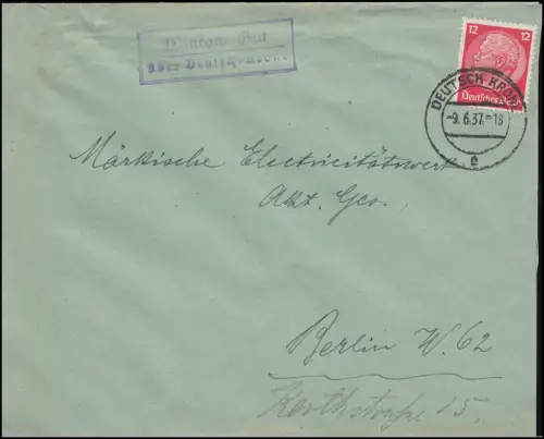 Landpost Wittkow Gut über Deutsch Krone, Pommern 9.6.1937