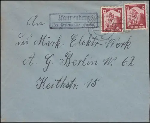 Landpost Kannenberg über Freienwalde Pommern 14.5.1935