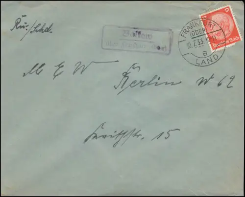 Landpost Balkow über Frankfurt Oder 10.7.1933