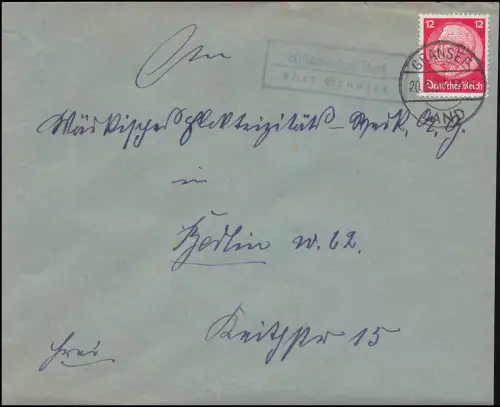 Landpost Altlüdersdorf über Gransee 20.2.1934