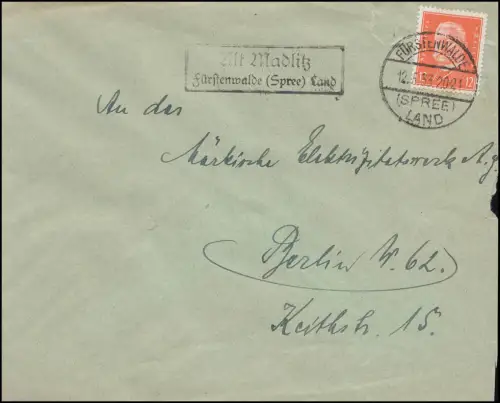 Landpost Alt Madlitz - Fürstenwalde Spree 12.5.1933