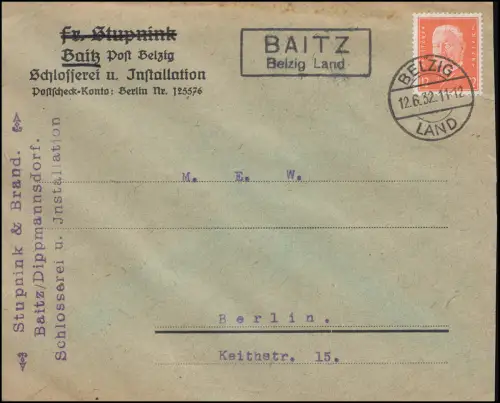 Landpost Baitz Dippmannsdorf Post Belzig Land 12.6.1932