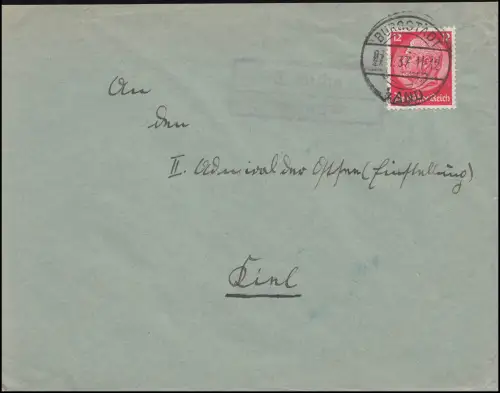 Landpost Tauscha über Burgstädt 27.1.1937