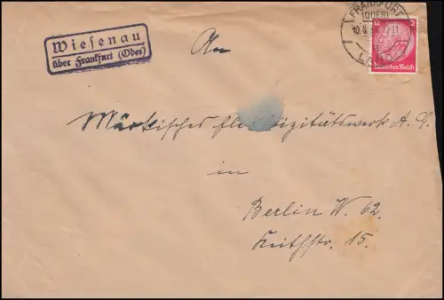 Landpost Wiesenau über Frankfurt Oder 10.8.1934