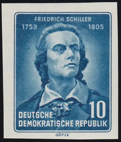 465B XII Friedrich Schiller 10 Pf UNGEZÄHNT, Wz. XII, postfrisch **