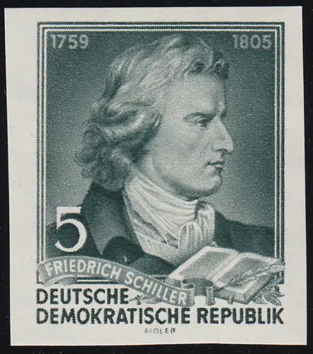 464B XII Friedrich Schiller 5 Pf UNGEZÄHNT, Wz. XII, postfrisch **